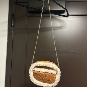 Forever 21 Tan Quilted Crossbody Bag with Chain